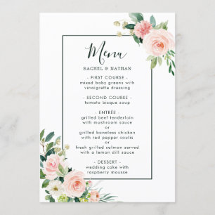 Blush Pink Bloom Wedding Menu