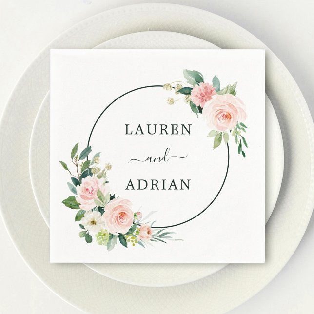 Blush Pink Bloom Wedding Napkins (Creator Uploaded)