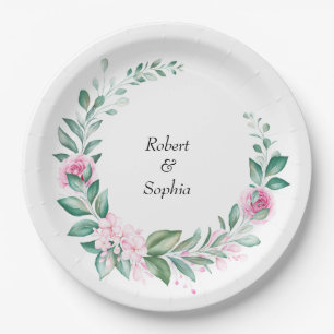 Blush Pink Bloom Wedding Paper Plates