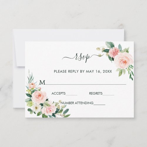 Blush Pink Bloom Wedding RSVP Card