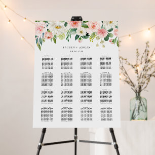 Blush Pink Bloom Wedding Seating Chart Foam Board