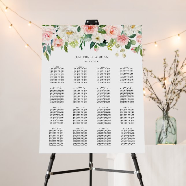 Blush Pink Bloom Wedding Seating Chart  Foam Board (In Situ (Stand))