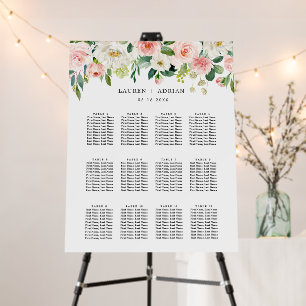 Blush Pink Bloom Wedding Seating Chart Foam Board