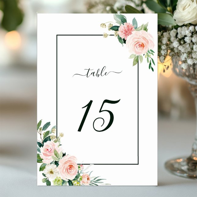 Blush Pink Bloom Wedding Table Number (Creator Uploaded)