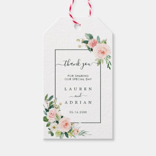 Blush Pink Bloom Wedding Thank You Favor Gift Tags