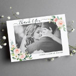 Blush Pink Bloom Wedding Thank You Photo Card<br><div class="desc">For more advanced customization of this design,  Please click the "Customize further" link.  Matching items are also available.</div>