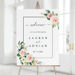 Blush Pink Bloom Wedding Welcome Foam Board<br><div class="desc">This wedding welcome sign features painted watercolor flowers in blush pink,  white and green foliage with a rectangular frame. For more advanced customization of this design,  please click the "Customize further" link.  Matching items are also available.</div>