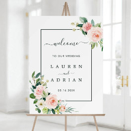 Blush Pink Bloom Wedding Welcome Foam Board