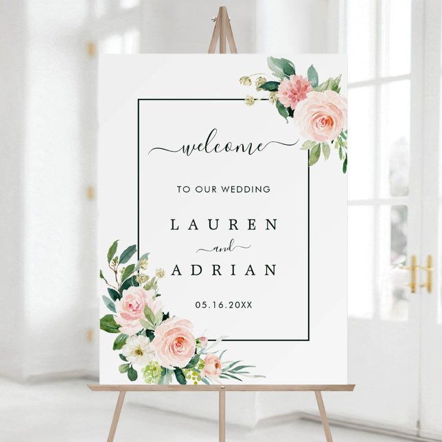 Blush Pink Bloom Wedding Welcome Foam Board (Creator Uploaded)