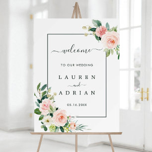 Blush Pink Bloom Wedding Welcome Sign