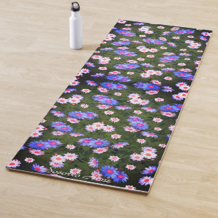 Blush Pink Blooms Lavender Blue Floral Olive Green Yoga Mat