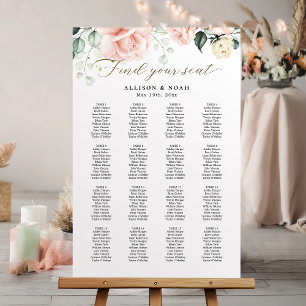 Blush Pink Blooms Wedding find your seat Foam Board