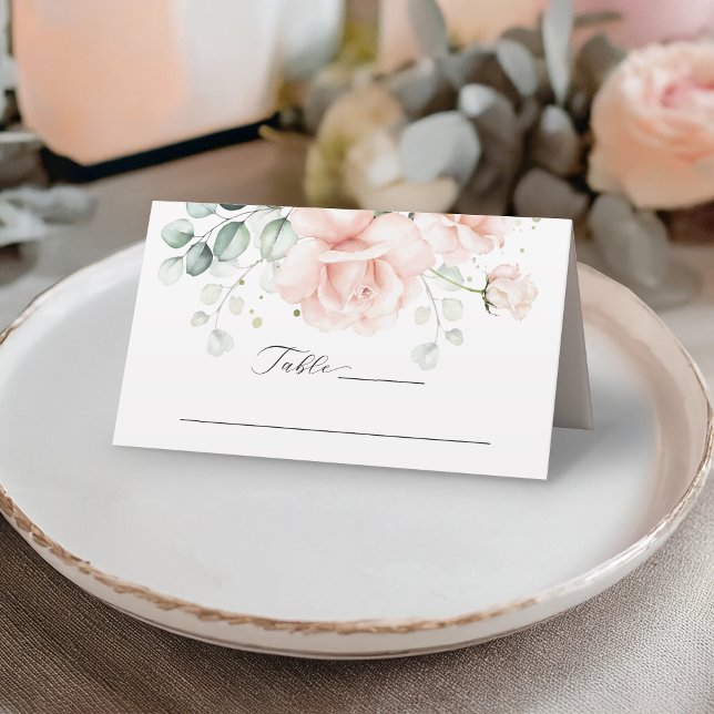 Blush Pink Blooms Wedding Place Card (Creator Uploaded)