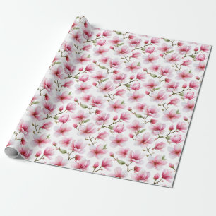 Blush Pink Blossom Artistic Romantic Garden Wrapping Paper
