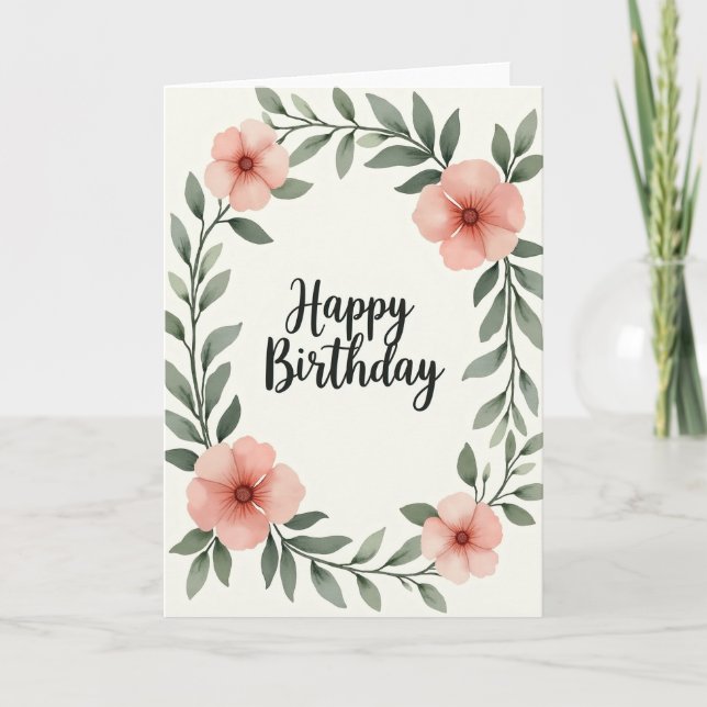 Blush Pink Blossom Birthday Card (Front)