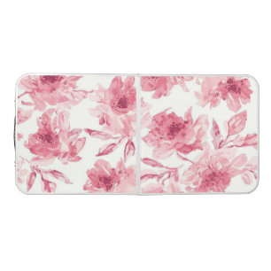 Blush Pink Blossoms Watercolor Painted Airy Floral Beer Pong Table