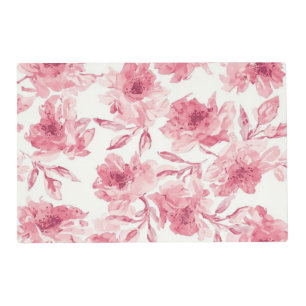 Blush Pink Blossoms Watercolor Painted Airy Floral Placemat