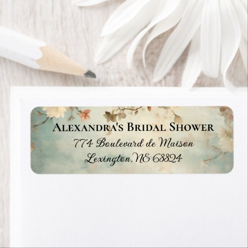 Blush PinkBlue Bridal Shower Return Address Label