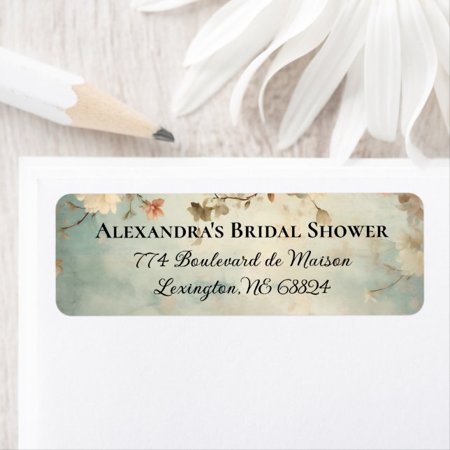 Blush Pink&Blue Bridal Shower Return Address Label (Insitu)
