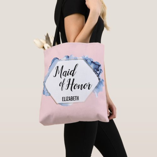 Blush Pink Blue Gold  Watercolor Maid of honor Tote Bag