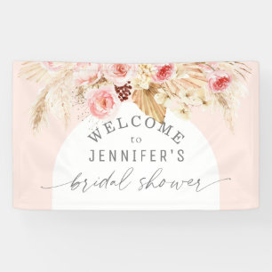 Blush pink Boho Arch Floral Pampas Bridal Shower Banner
