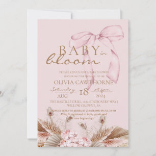 Blush Pink Boho Baby in bloom Baby Shower  Invitation