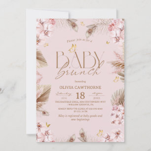 Blush Pink Boho Baby Shower Girl Baby Brunch Invitation