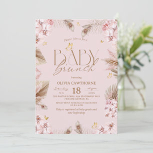 Blush Pink Boho Baby Shower Girl Baby Brunch Invitation
