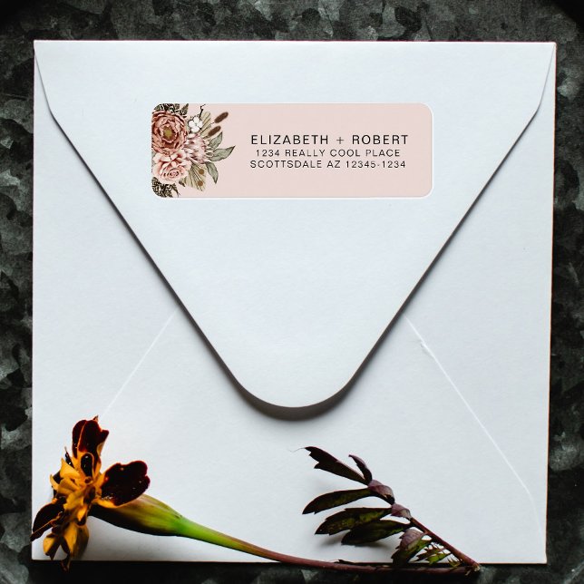 Blush Pink Boho Cottagecore Floral Wedding Label (Creator Uploaded)