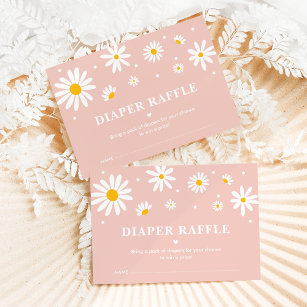 Blush Pink Boho Daisy Floral Diaper Raffle Baby Enclosure Card