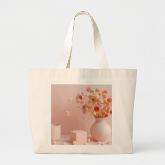Blush Pink Boho Dried Flowers large tote bag