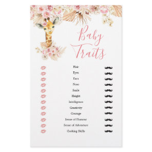 Blush Pink Boho Giraffe Baby Shower Baby Traits