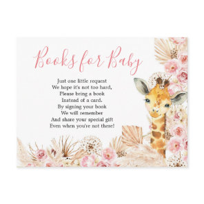 Blush Pink Boho Giraffe Baby Shower Books for Baby Invitation Postcard