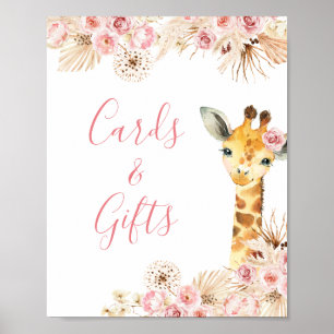 Blush Pink Boho Giraffe Baby Shower Cards & Gifts Poster
