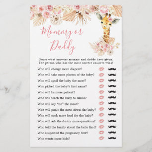 Blush Pink Boho Giraffe Baby Shower Mommy or Daddy