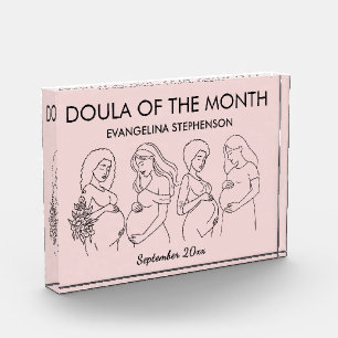 Blush Pink Boho Line Art DOULA OF THE MONTH Acrylic Award