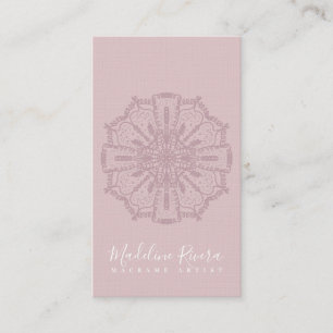 Blush Pink Boho Mandala Yoga Macrame Business Card
