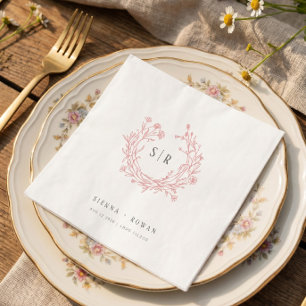 Blush Pink Boho Ornate Monogram Wedding Napkins