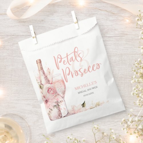 Blush Pink Boho Petals and Prosecco Floral Favor Bag