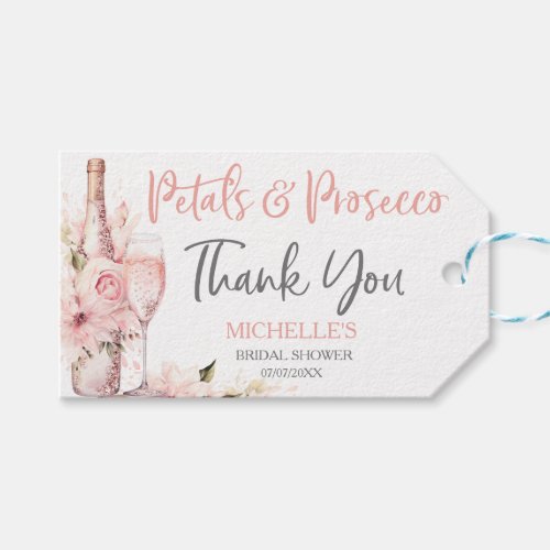 Blush Pink Boho Petals and Prosecco Floral Gift Tags