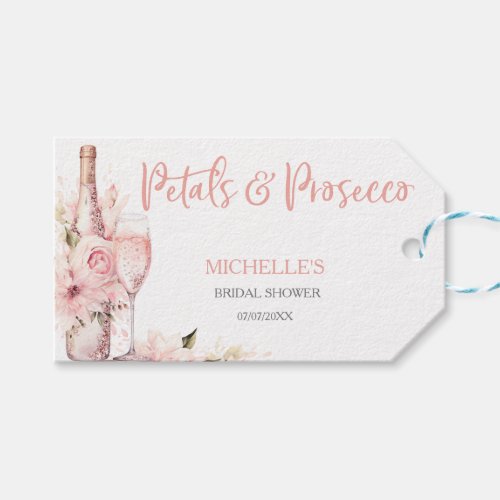 Blush Pink Boho Petals and Prosecco Floral Gift Tags