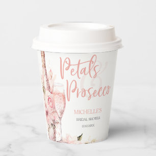 Blush Pink Boho Petals and Prosecco Floral Paper Cups