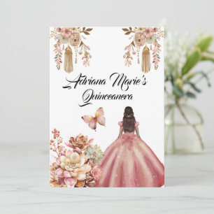 Blush Pink Boho Quinceanera Invitation