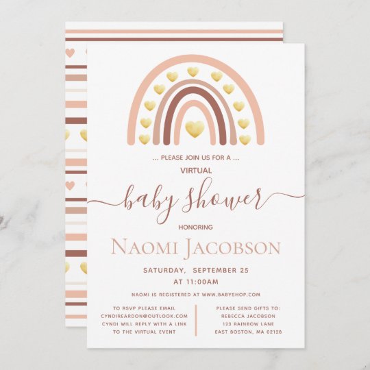Blush Pink Boho Rainbow Baby Shower Invitation