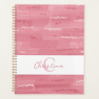 Blush pink boho watercolor brush strokes planner