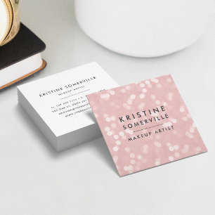 Blush Pink Bokeh Square Business Card