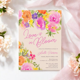 blush Pink Bold floral watercolor bridal shower Invitation