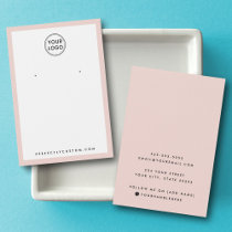 Blush pink border logo earring display card