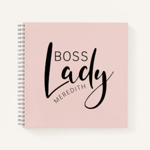 Blush Pink Boss Lady Logo Personalized Notebook