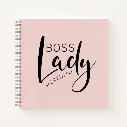 Blush Pink Boss Lady Logo Personalized Notebook